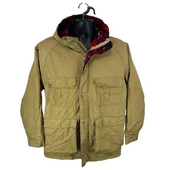 Vintage Woolrich Rain Repellant Wool Lined Chore Coat USA Made Size Medium - Picture 1 of 13